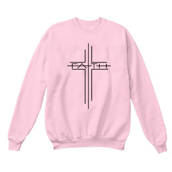 Women Causal Christian O Neck Pullover Hoodie Spring Autumn Woman Clothes Jumper Top Faith Cross Graphic Sweatshirt