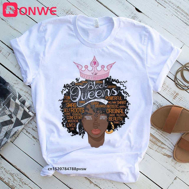 I Am A Strong Melanin Queen t shirt Women Clothes African Black Girl History Month Female T-shirt Melanin Tee Shirt,Drop Ship