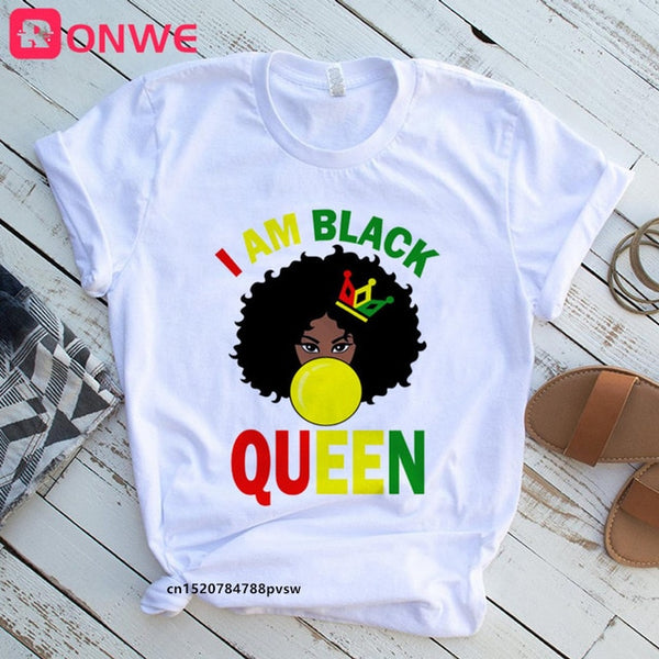 I Am A Strong Melanin Queen t shirt Women Clothes African Black Girl History Month Female T-shirt Melanin Tee Shirt,Drop Ship