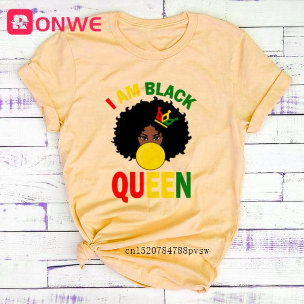 I Am A Strong Melanin Queen t shirt Women Clothes African Black Girl History Month Female T-shirt Melanin Tee Shirt,Drop Ship