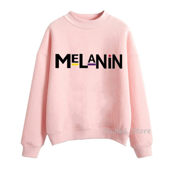 Melanin Poppin pink hoodies women clothing Beautiful black girl print sweatshirt women sweat femme sudadera mujer 2019 tops