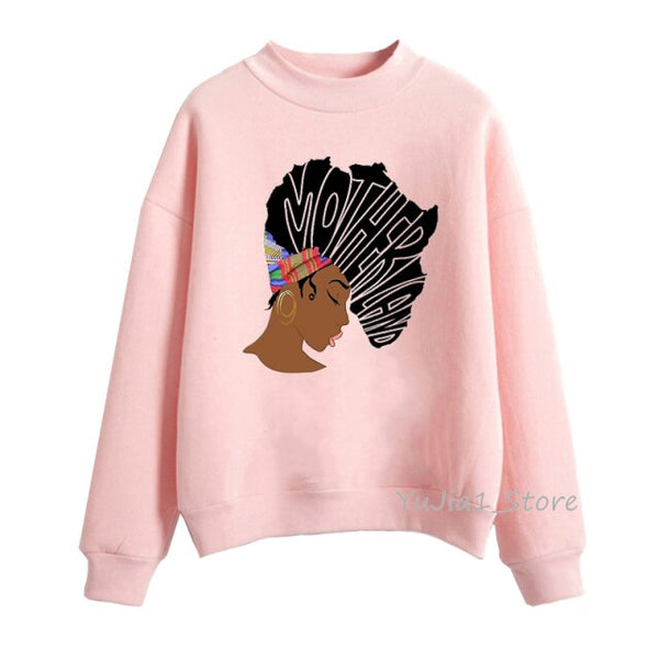 Melanin Poppin pink hoodies women clothing Beautiful black girl print sweatshirt women sweat femme sudadera mujer 2019 tops