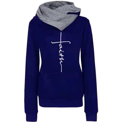 Autumn Winter Hoodies Sweatshirts Women Faith Embroidered Sweatshirt Long Sleeve Pullovers Christmas Casual Warm Hooded Tops