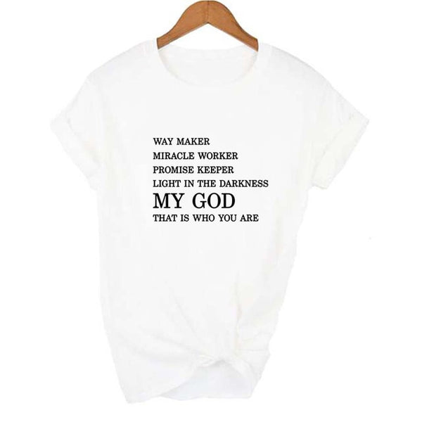 Way Maker Miracle Worker My God Christian Graphic T Shirts Women Summer Fashion Jesus Blessed Women Clothing Femme Faith T-shirt