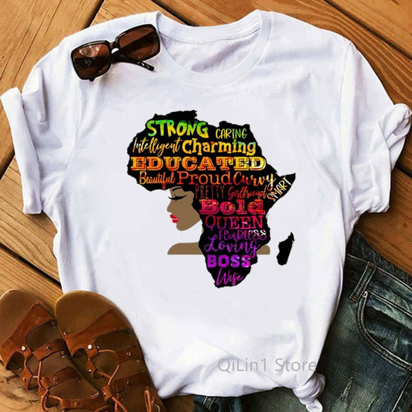 I am melanin queen graphic tees women afro american black girl magic t-shirt black lives matter shirt dope educated BLM t shirt