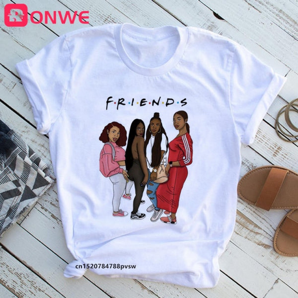Women Beautiful African White Funny Print T shirt Girl Black Queen Lip Harajuku 90s Clothes,Drop Ship