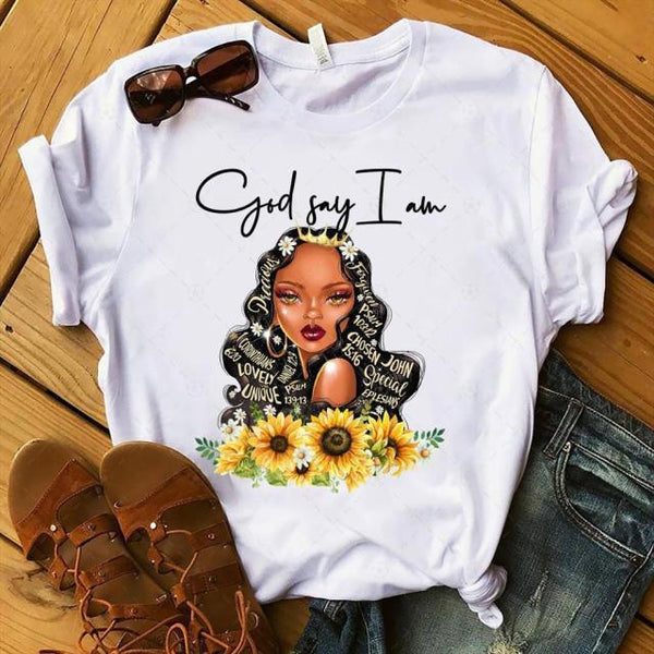 Fight Breast Cancer Black Queen Girl Print Magic T-Shirt Women Fashion Dope Educated Melanin Shirt Summer Top Female Clothes