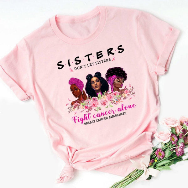 Fight Breast Cancer Black Queen Girl Print Magic T-Shirt Women Fashion Dope Educated Melanin Shirt Summer Top Female Clothes