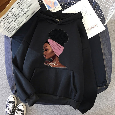 Melanin African Black Girls Hoodies Women Black Girls Magic Sweatshirt Femme Harajuku Jumper Kawaii Winter Clothes Streetwear