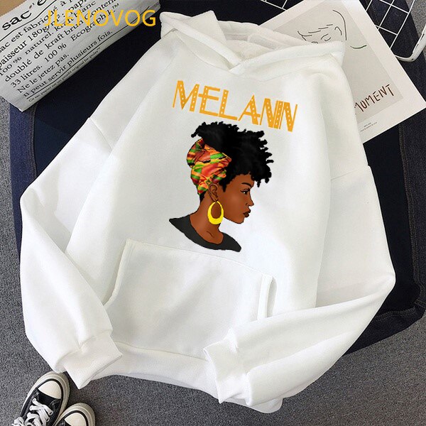 Melanin African Black Girls Hoodies Women Black Girls Magic Sweatshirt Femme Harajuku Jumper Kawaii Winter Clothes Streetwear