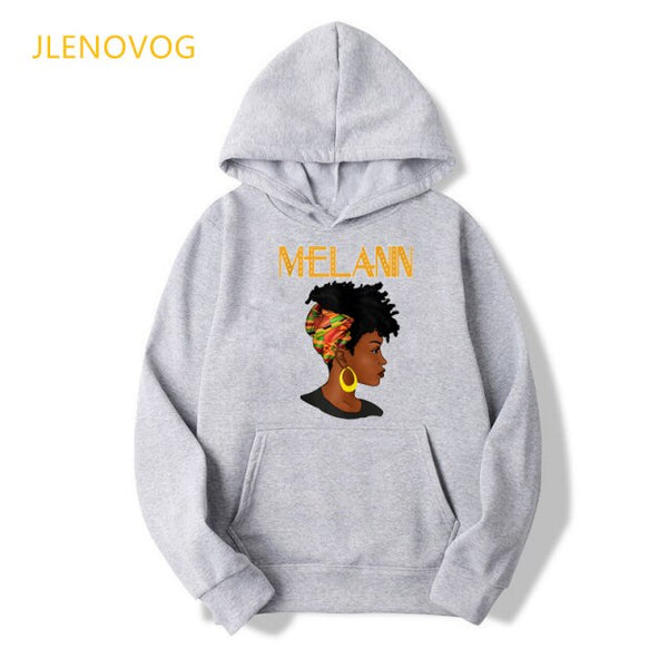 Melanin African Black Girls Hoodies Women Black Girls Magic Sweatshirt Femme Harajuku Jumper Kawaii Winter Clothes Streetwear