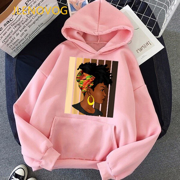 Melanin African Black Girls Hoodies Women Black Girls Magic Sweatshirt Femme Harajuku Jumper Kawaii Winter Clothes Streetwear