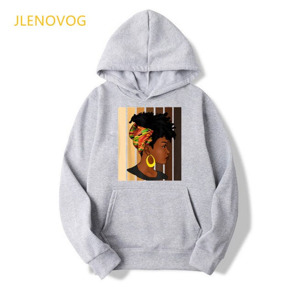 Melanin African Black Girls Hoodies Women Black Girls Magic Sweatshirt Femme Harajuku Jumper Kawaii Winter Clothes Streetwear