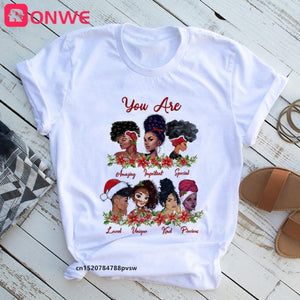 She Is Strong Melanin Queen Women Print T shirt Girl African Black Girl History Month Female Tops Tee,Drop Ship