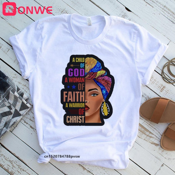 She Is Strong Melanin Queen Women Print T shirt Girl African Black Girl History Month Female Tops Tee,Drop Ship