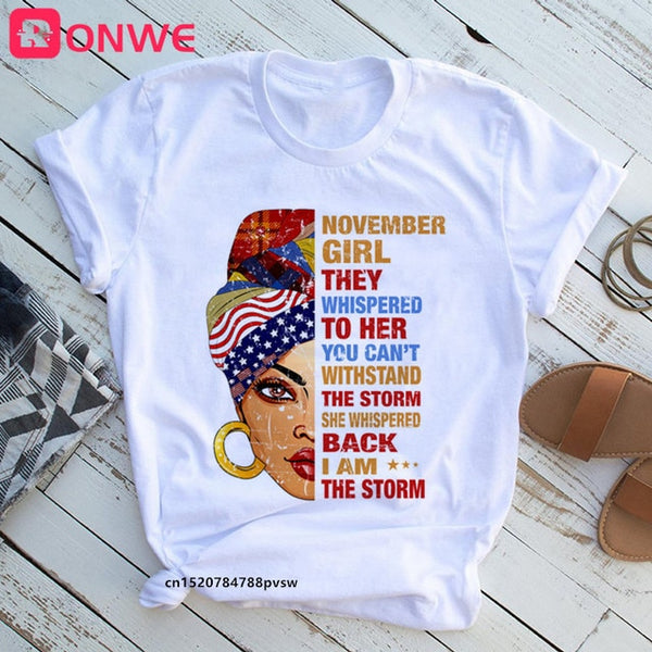 She Is Strong Melanin Queen Women Print T shirt Girl African Black Girl History Month Female Tops Tee,Drop Ship