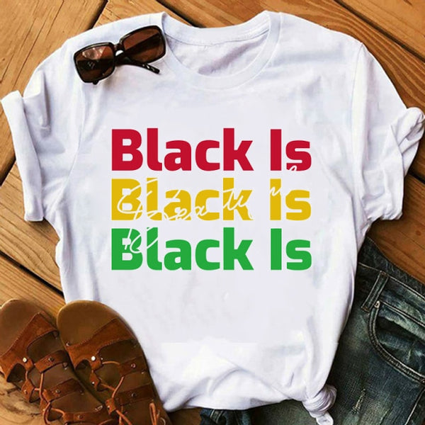 Melanin Poppin African American Black Girl Magic T Shirt Female BLM Graphic Tees Women Letter Print T-shirt Streetwear Top