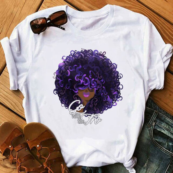 Melanin Poppin African American Black Girl Magic T Shirt Female BLM Graphic Tees Women Letter Print T-shirt Streetwear Top