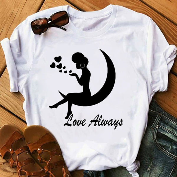 Melanin Poppin African American Black Girl Magic T Shirt Female BLM Graphic Tees Women Letter Print T-shirt Streetwear Top