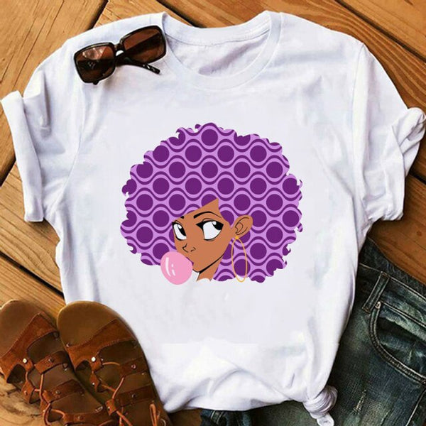 Melanin Poppin African American Black Girl Magic T Shirt Female BLM Graphic Tees Women Letter Print T-shirt Streetwear Top