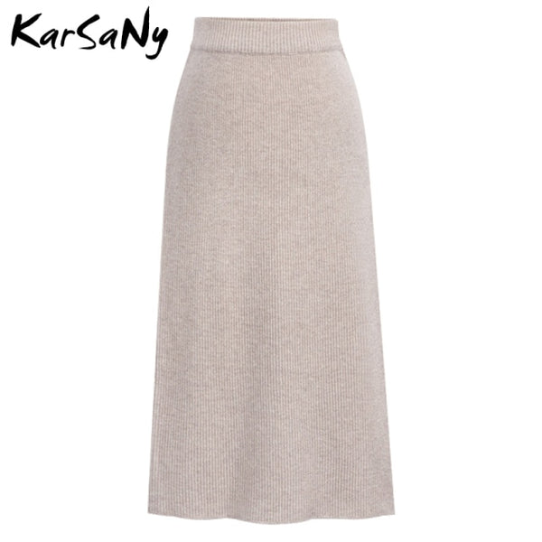 KarSaNy Autumn Winter Knit Pencil Skirt Women Plus Size High Waist Skirts Womens Knited Split Midi Skirt For Women Autumn 6XL