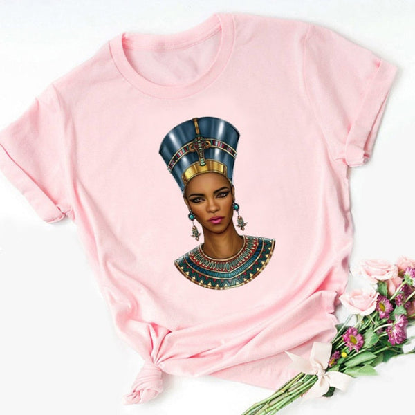 Black Queen Harajuku Female Short Sleeve Clothes Summer Beautiful African Melanin Black Girl Print Women T shirt,Drop Ship