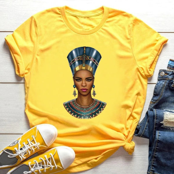 Black Queen Harajuku Female Short Sleeve Clothes Summer Beautiful African Melanin Black Girl Print Women T shirt,Drop Ship