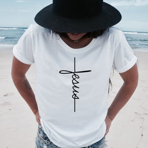 Faith Tshirt Cross Jesus Tees Tops Christian Shirt Women Fashion Tshirt Baptism Church Bride Esthetic Tumblr T Shirt