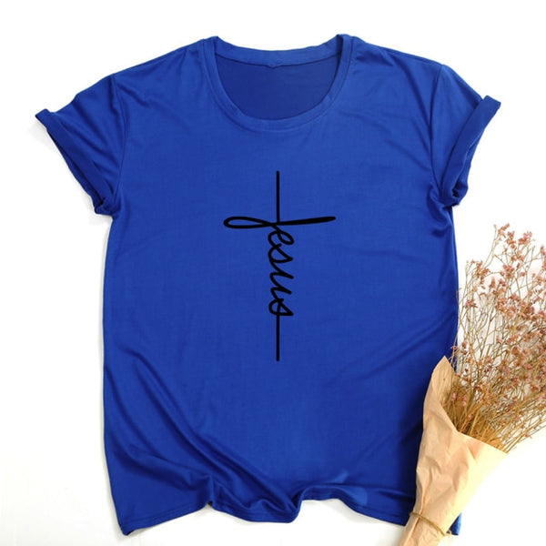 Faith Tshirt Cross Jesus Tees Tops Christian Shirt Women Fashion Tshirt Baptism Church Bride Esthetic Tumblr T Shirt