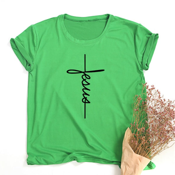 Faith Tshirt Cross Jesus Tees Tops Christian Shirt Women Fashion Tshirt Baptism Church Bride Esthetic Tumblr T Shirt