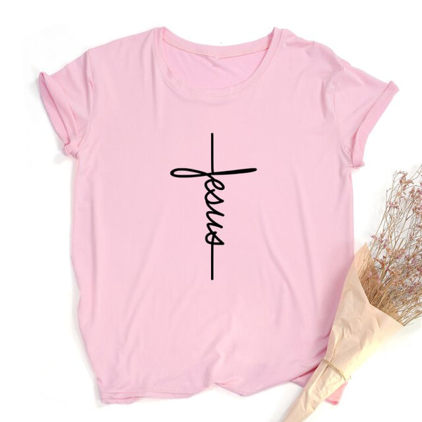 Faith Tshirt Cross Jesus Tees Tops Christian Shirt Women Fashion Tshirt Baptism Church Bride Esthetic Tumblr T Shirt