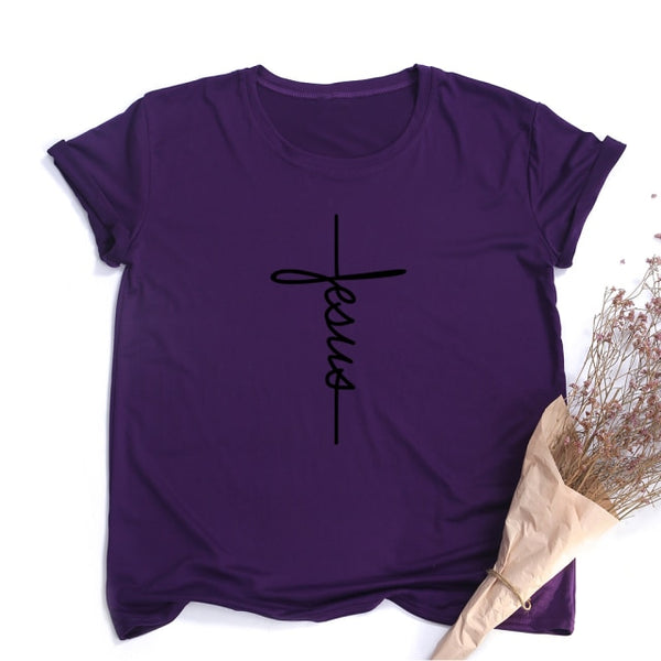 Faith Tshirt Cross Jesus Tees Tops Christian Shirt Women Fashion Tshirt Baptism Church Bride Esthetic Tumblr T Shirt