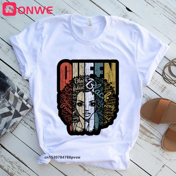 Beauty African Lady Women T shirt African Black Girl History Month Female T-shirt Melanin Tee Shirt,Drop Ship