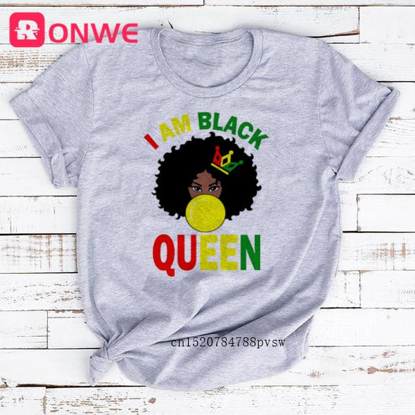 Beauty African Lady Women T shirt African Black Girl History Month Female T-shirt Melanin Tee Shirt,Drop Ship