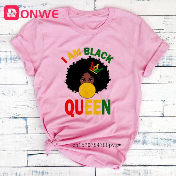 Beauty African Lady Women T shirt African Black Girl History Month Female T-shirt Melanin Tee Shirt,Drop Ship