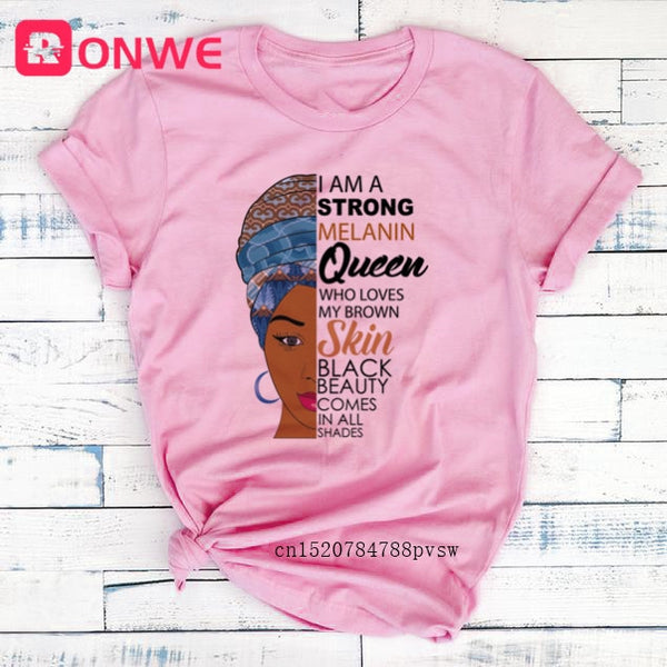 Beauty African Lady Women T shirt African Black Girl History Month Female T-shirt Melanin Tee Shirt,Drop Ship