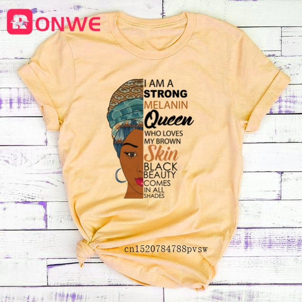 Beauty African Lady Women T shirt African Black Girl History Month Female T-shirt Melanin Tee Shirt,Drop Ship