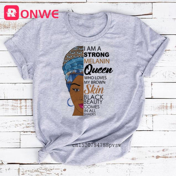 Beauty African Lady Women T shirt African Black Girl History Month Female T-shirt Melanin Tee Shirt,Drop Ship