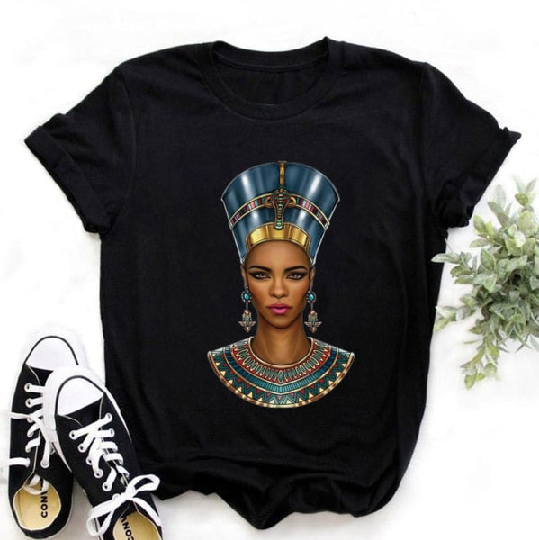 Black Queen Harajuku Female Short Sleeve Clothes Summer Beautiful African Melanin Black Girl Print Women T shirt,Drop Ship