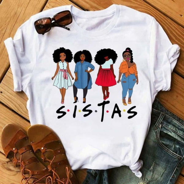 Maycaur Women Beautiful African White Funny Print T Shirt Girl Black Queen Harajuku Ulzzang Kawaii 90s Short Sleeves Clothes