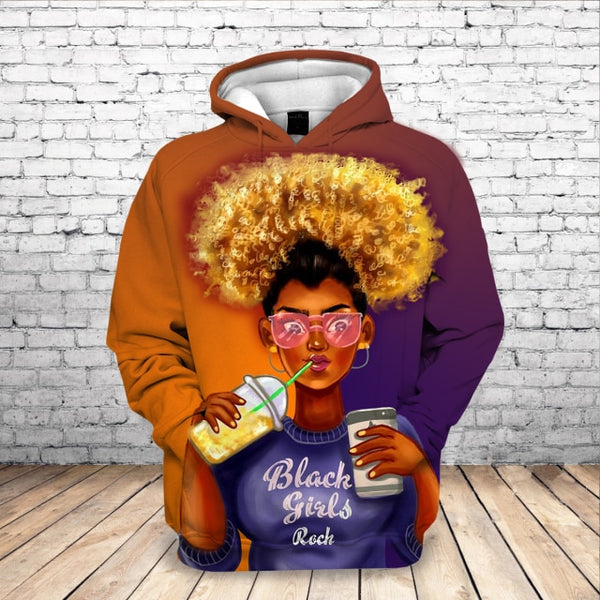 2020 Beautiful Afro Lady Graphic Hoodies Black Girl Rock Jackets Hooded Sweatshirt Women Streetwear Pullovers Hoodies Drop Ship