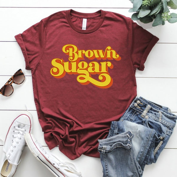 Women Brown Sugar T-Shirt Black Pride Shirt Melanin Black Queen Shirt Afro Girl Tees Vintage Graphic Tees Casual Tops