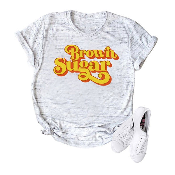 Women Brown Sugar T-Shirt Black Pride Shirt Melanin Black Queen Shirt Afro Girl Tees Vintage Graphic Tees Casual Tops