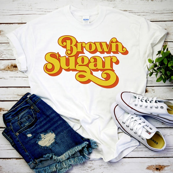 Women Brown Sugar T-Shirt Black Pride Shirt Melanin Black Queen Shirt Afro Girl Tees Vintage Graphic Tees Casual Tops