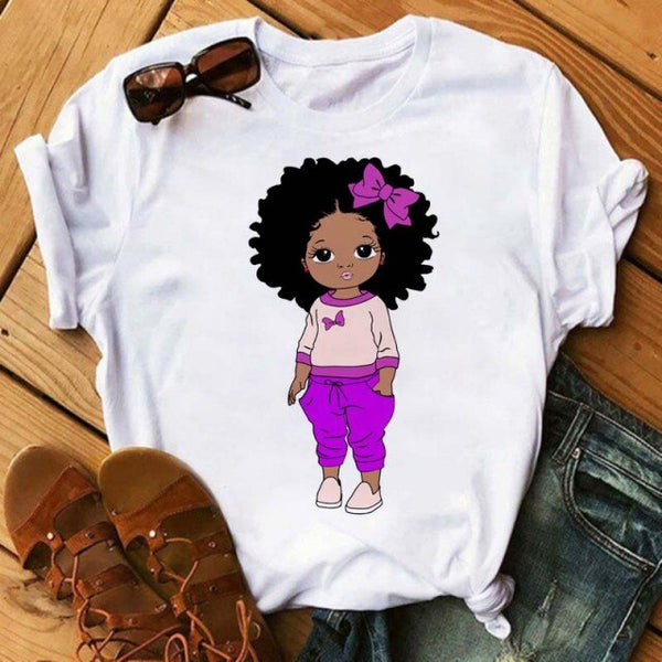 Maycaur Fashion Women Black Girl Print Magic T Shirt Summer Short Sleeve Ladies T-shirts 90s Ulzzang Shirt Casual Round Neck Tee