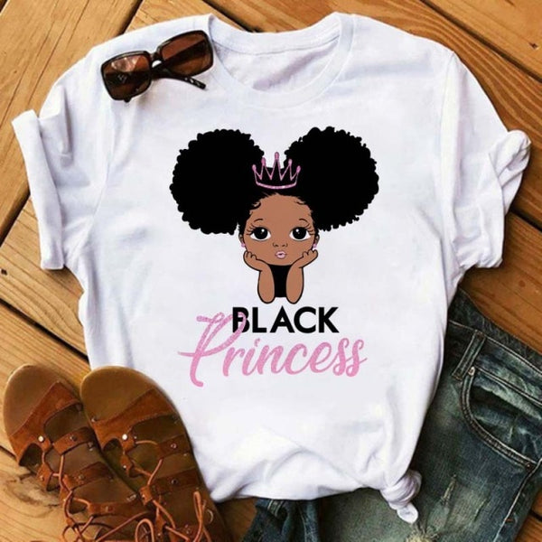 Maycaur Fashion Women Black Girl Print Magic T Shirt Summer Short Sleeve Ladies T-shirts 90s Ulzzang Shirt Casual Round Neck Tee