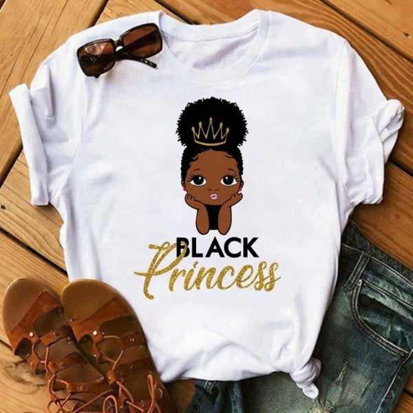 Maycaur Fashion Women Black Girl Print Magic T Shirt Summer Short Sleeve Ladies T-shirts 90s Ulzzang Shirt Casual Round Neck Tee