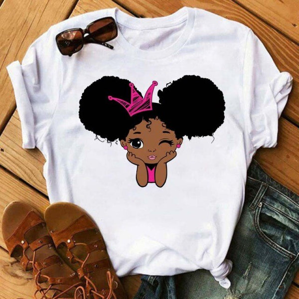 Maycaur Fashion Women Black Girl Print Magic T Shirt Summer Short Sleeve Ladies T-shirts 90s Ulzzang Shirt Casual Round Neck Tee