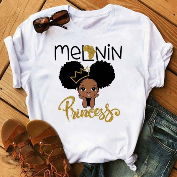 Maycaur Fashion Women Black Girl Print Magic T Shirt Summer Short Sleeve Ladies T-shirts 90s Ulzzang Shirt Casual Round Neck Tee