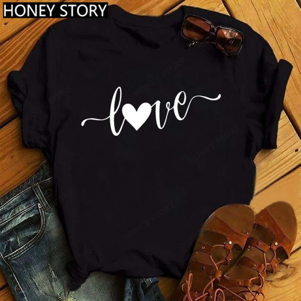 ZOGANKI Faith Hope Love  Casual T-shirt Women T Shirt Summer Casual Short Sleeve Harajuku Tops New Graphic Woman Tees Black Tops